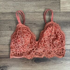 Colsie Lace Bralette, Floral Design, Dark Blush Pink